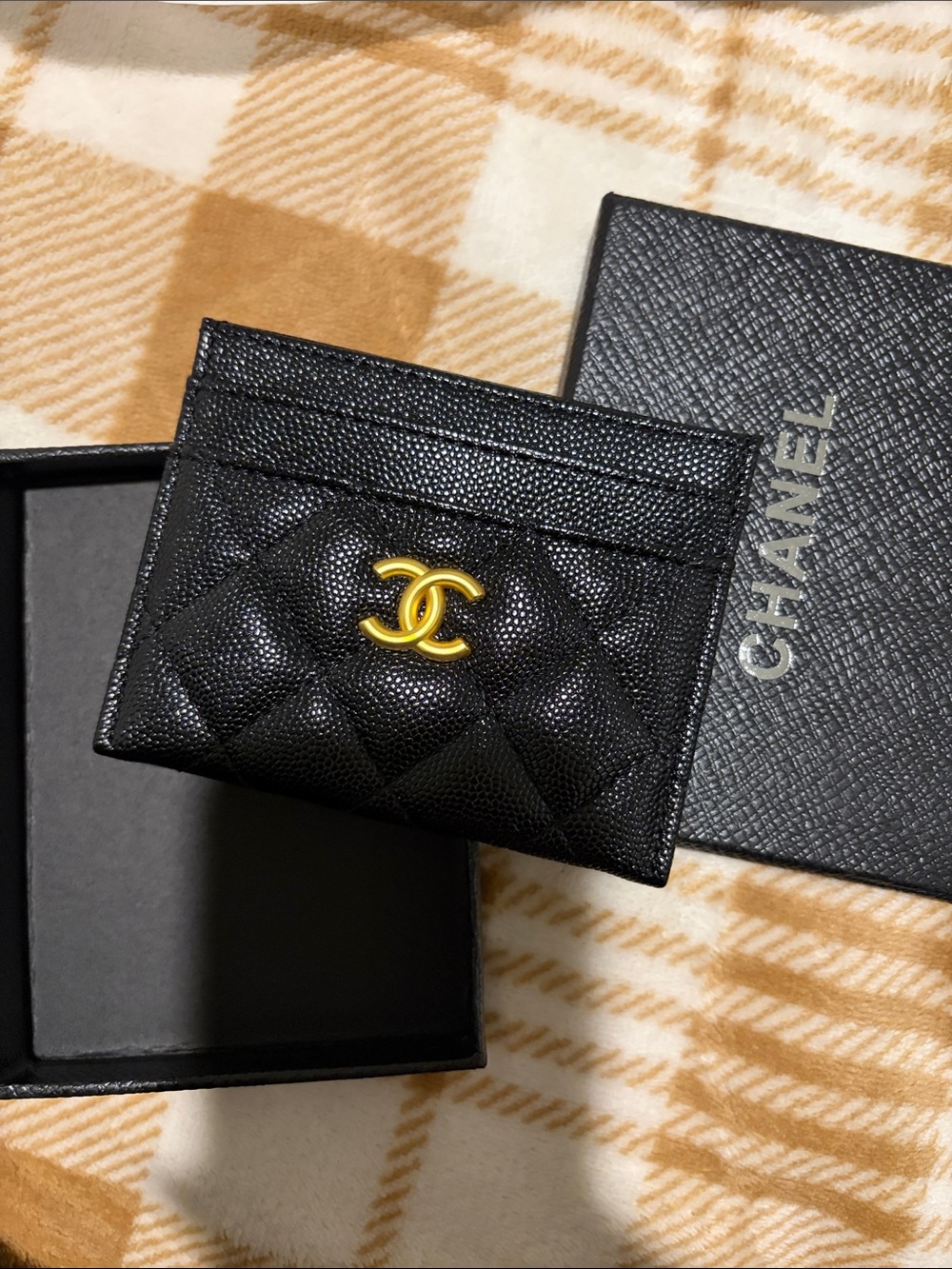 Black Card Holder with Gold CC Accent